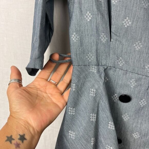 Vintage 90s Peplum Waist Midi Dress Womens M Professional Retro Pleated USA - Picture 4 of 15